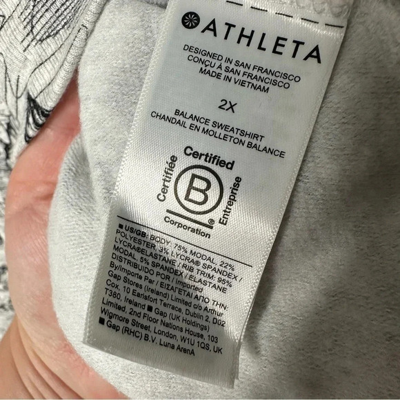 Athleta Grey Eden Floral Balance Zip-Up Hooded Sweatshirt Size 2X - Picture 10 of 10